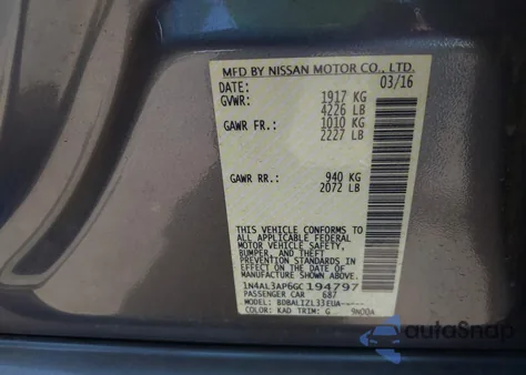 2016 Nissan Altima 2.5/2.5 S/2.5 Sl/2.5 Sr/2.5 Sv from USA, damaged, VIN 1N4AL3AP6GC194797